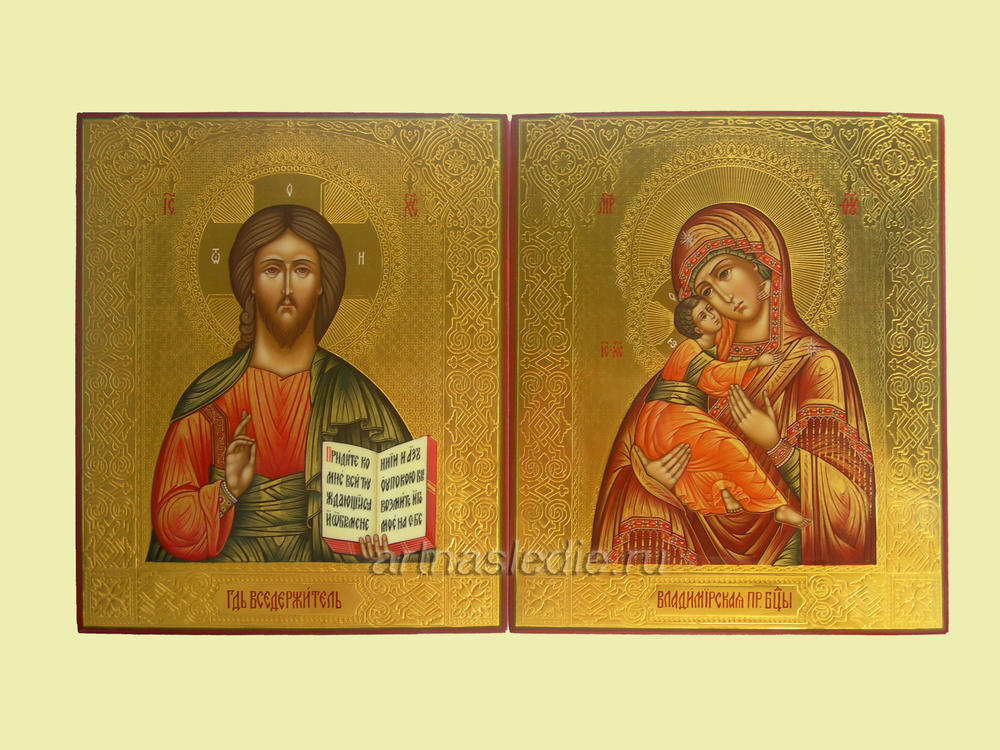 Икона Венчальная пара Спаситель с Владимирской Богородицей Арт.0511