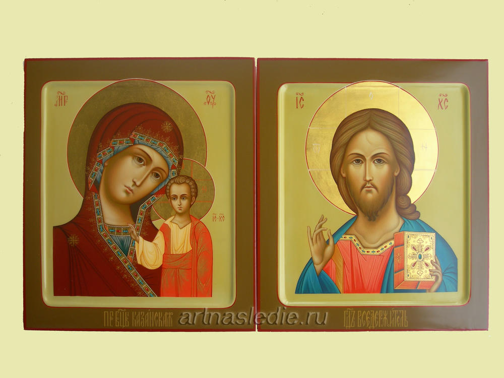 Икона Венчальная пара Спаситель Казанской Богородицей Арт.0541